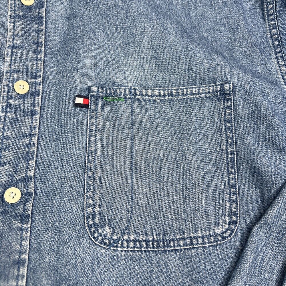 VTG Tommy Hilfiger Denim Button Up Shirt - Blue - Size - Large - Picture 3 of 8